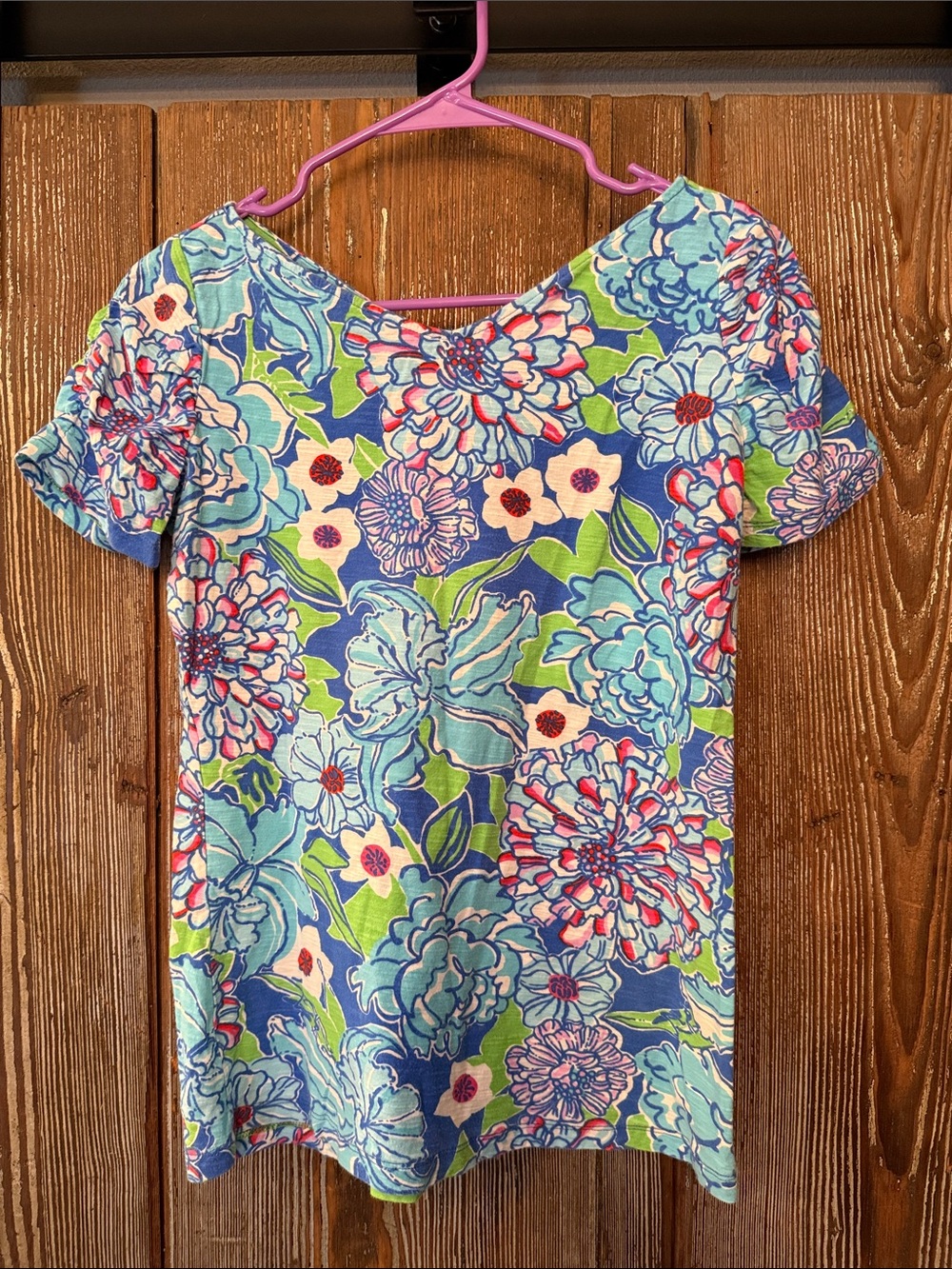 Lilly Pulitzer V-Neck Top with Rouched Shoulder